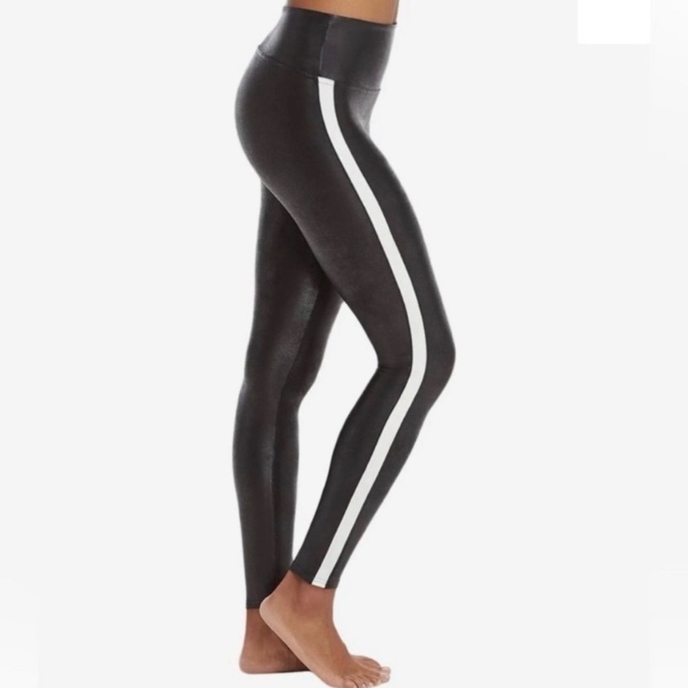 Spanx Faux Leather Side Stripe leggings, S